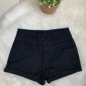 New Guess High-Waisted Black Denim Shorts
